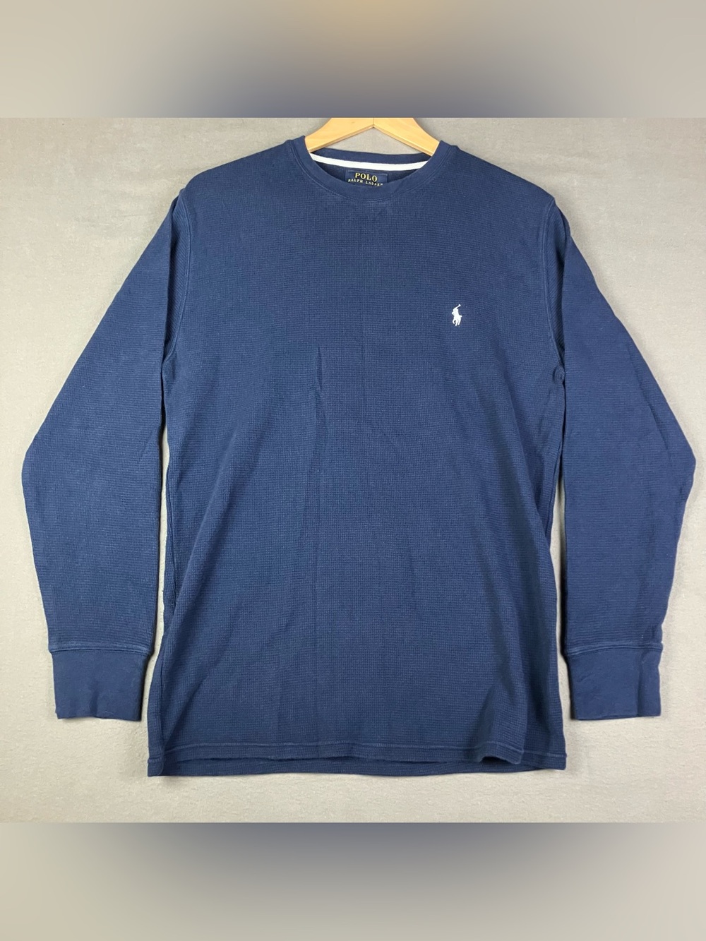 Polo Ralph Lauren Men’s Size M Waffle Thermal Long Sleeve Shirt Navy Blue Pony.